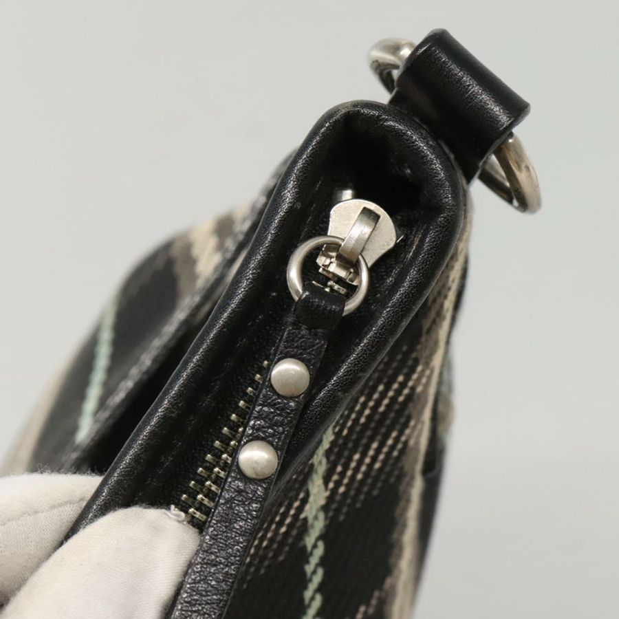 【日本直送】BURBERRY Nova Check Blue Label 單肩包 羊毛 黑色 銀色 正品 117790-7