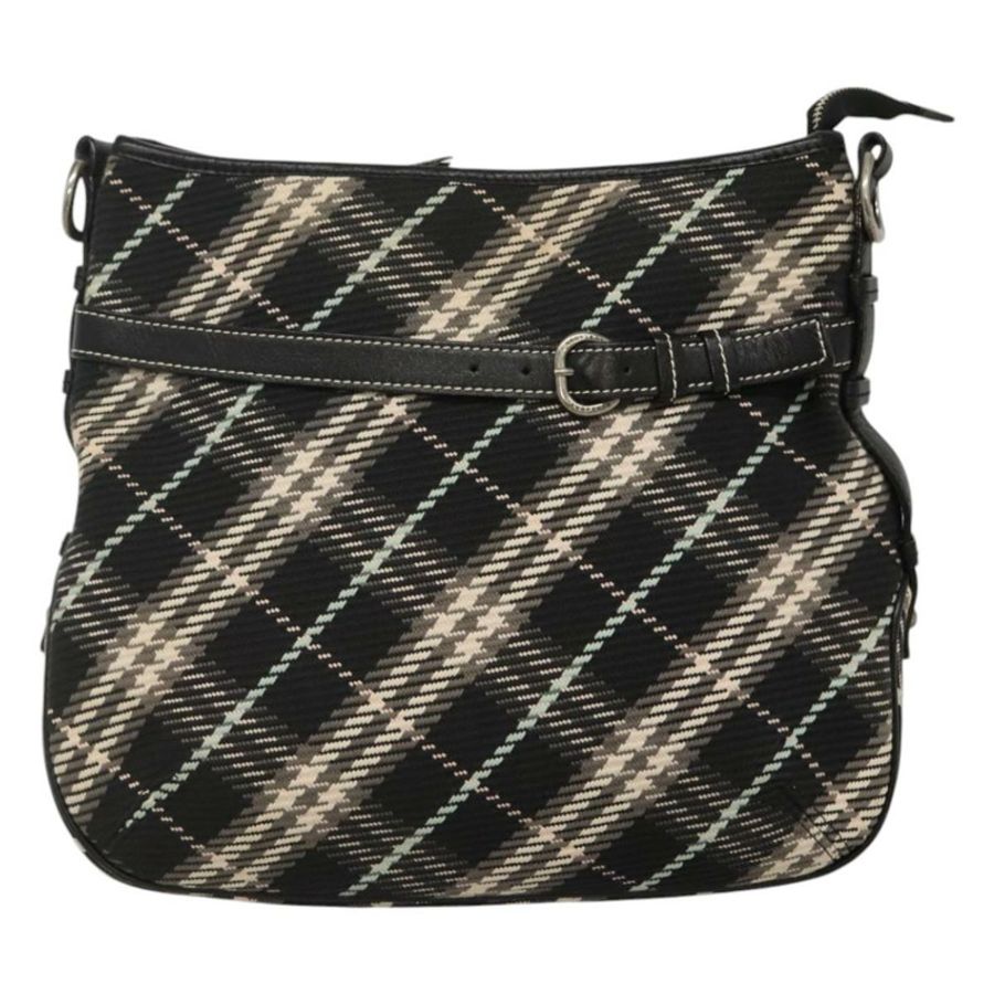 【日本直送】BURBERRY Nova Check Blue Label 單肩包 羊毛 黑色 銀色 正品 117790-12
