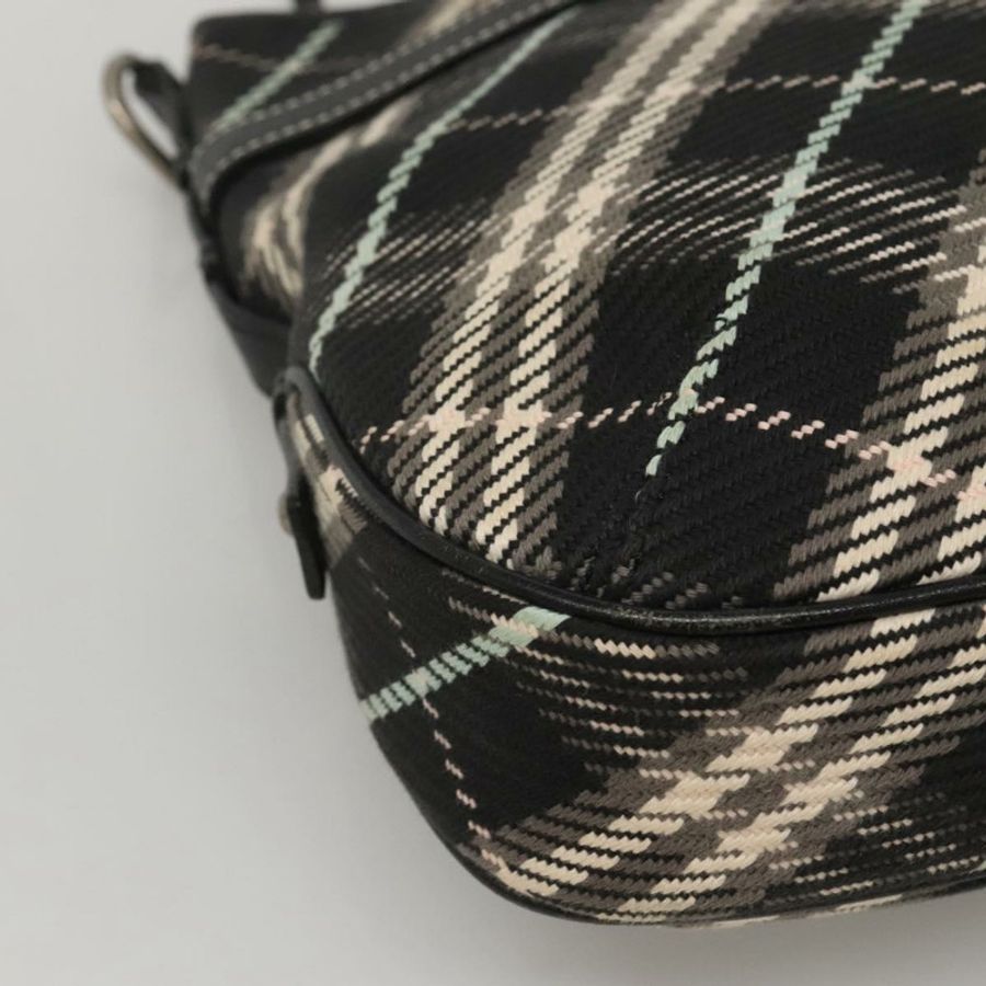 【日本直送】BURBERRY Nova Check Blue Label 單肩包 羊毛 黑色 銀色 正品 117790-13