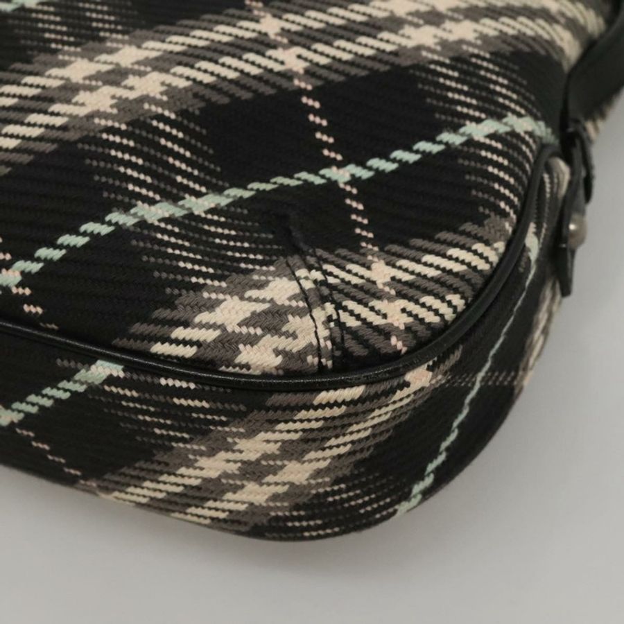 【日本直送】BURBERRY Nova Check Blue Label 單肩包 羊毛 黑色 銀色 正品 117790-14