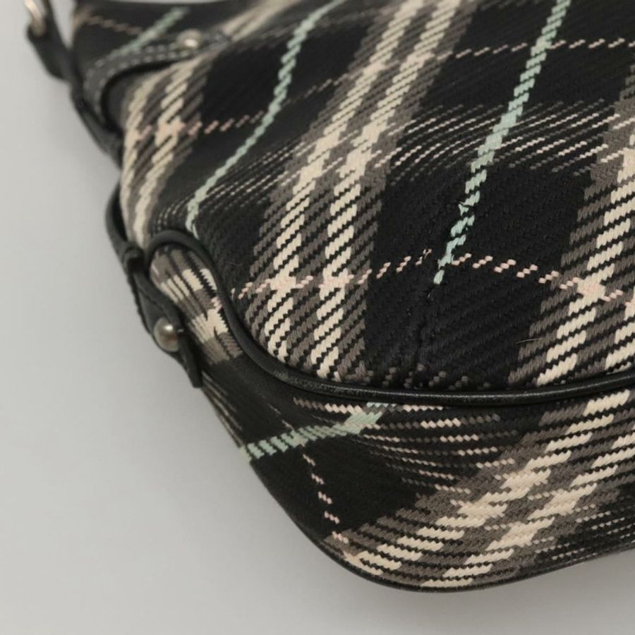【日本直送】BURBERRY Nova Check Blue Label 單肩包 羊毛 黑色 銀色 正品 117790-15