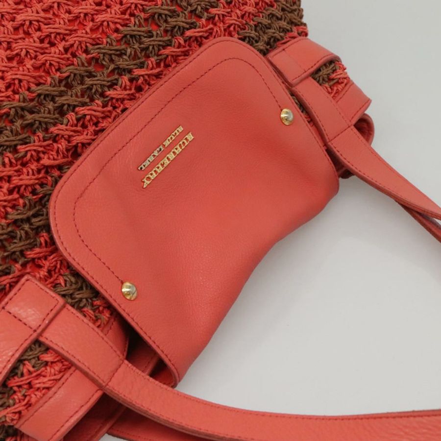【日本直送】BURBERRY 藍標手提包 拉菲草橙色 正品 117747-5