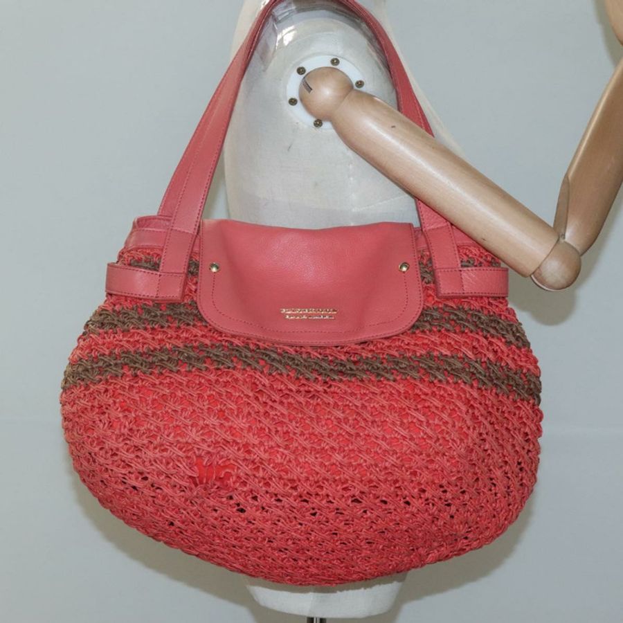 【日本直送】BURBERRY 藍標手提包 拉菲草橙色 正品 117747-21