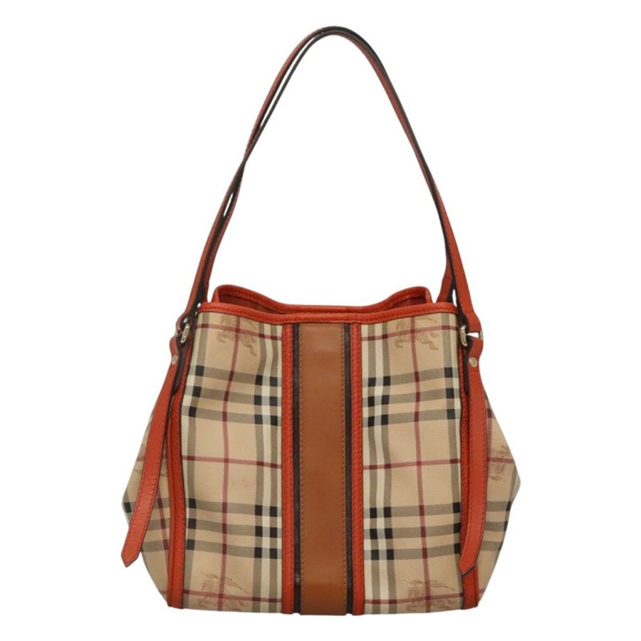 【日本直送】BURBERRY Nova 格紋手提包 PVC 皮革 米棕色 正品 117753-1