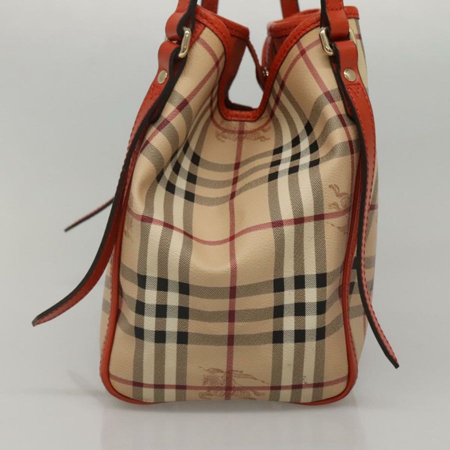 【日本直送】BURBERRY Nova 格紋手提包 PVC 皮革 米棕色 正品 117753-2