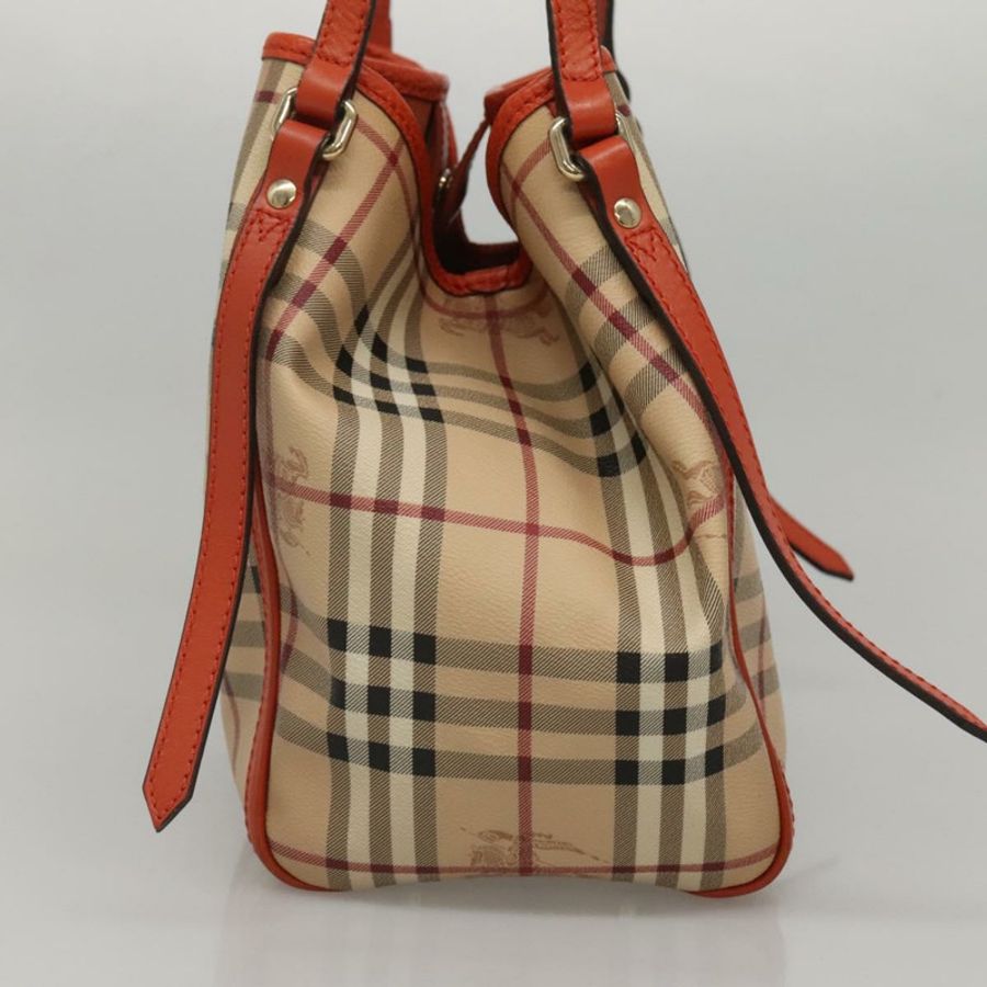 【日本直送】BURBERRY Nova 格紋手提包 PVC 皮革 米棕色 正品 117753-3