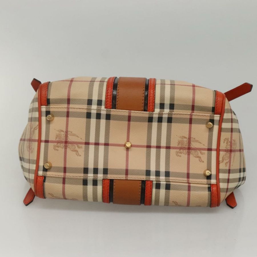 【日本直送】BURBERRY Nova 格紋手提包 PVC 皮革 米棕色 正品 117753-4