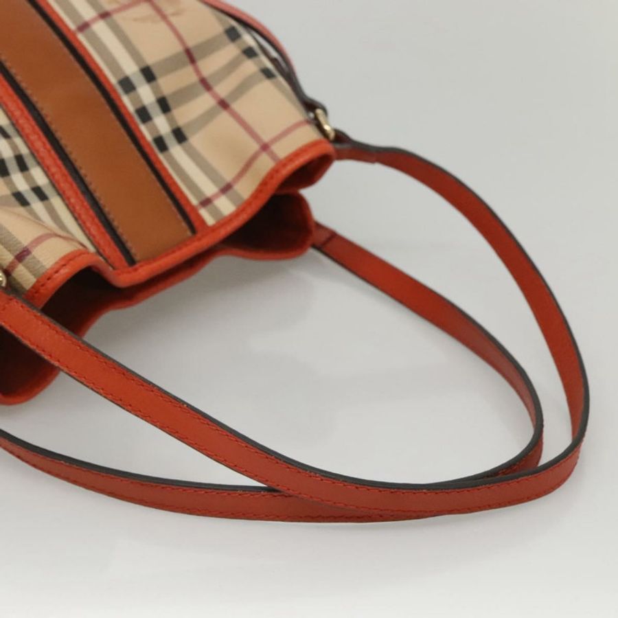 【日本直送】BURBERRY Nova 格紋手提包 PVC 皮革 米棕色 正品 117753-6