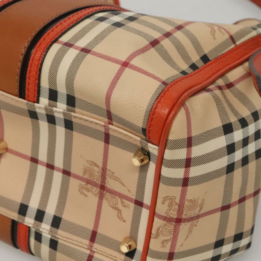 【日本直送】BURBERRY Nova 格紋手提包 PVC 皮革 米棕色 正品 117753-8