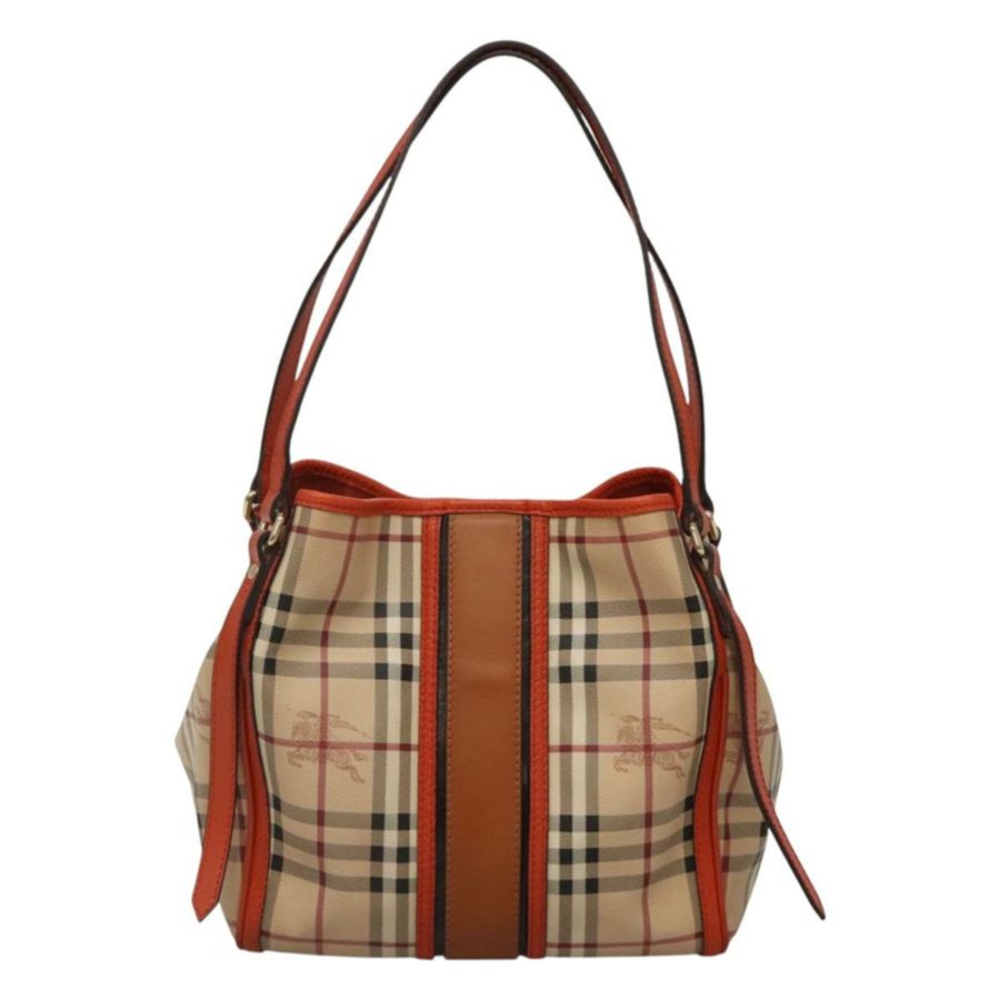 【日本直送】BURBERRY Nova 格紋手提包 PVC 皮革 米棕色 正品 117753-12