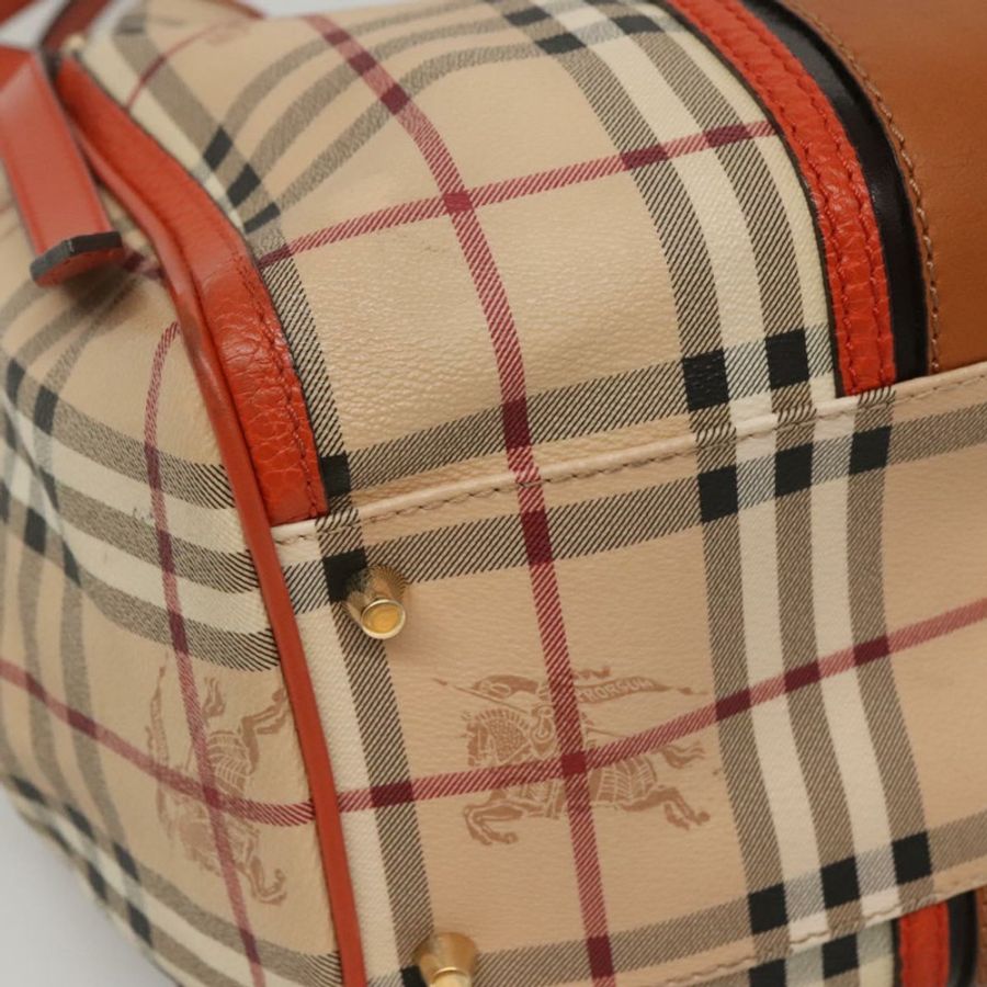 【日本直送】BURBERRY Nova 格紋手提包 PVC 皮革 米棕色 正品 117753-13
