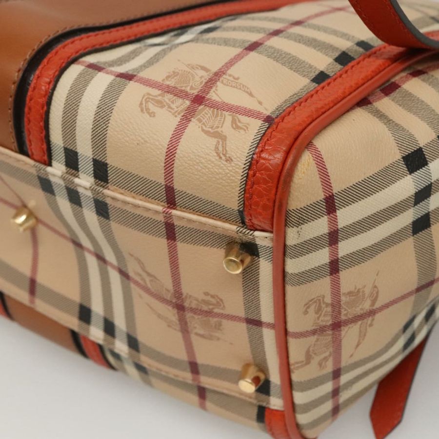 【日本直送】BURBERRY Nova 格紋手提包 PVC 皮革 米棕色 正品 117753-14