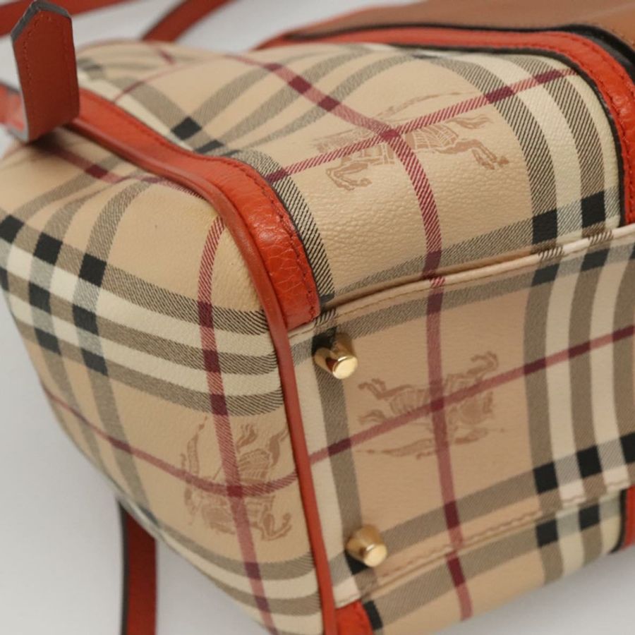 【日本直送】BURBERRY Nova 格紋手提包 PVC 皮革 米棕色 正品 117753-15