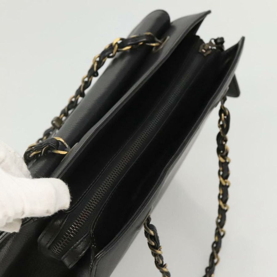 【日本直送】香奈兒黑色皮革鏈條手提包 CC Auth bs24390-5