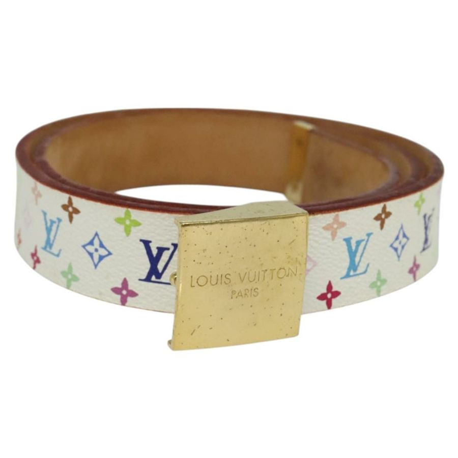 【日本直送】路易威登 Monogram Multicolor Ceinture Carre Belt 白色 M9270U LV Auth MY153-0