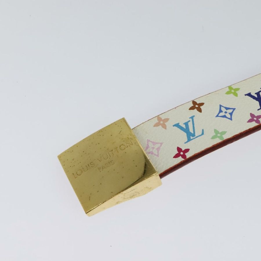 【日本直送】路易威登 Monogram Multicolor Ceinture Carre Belt 白色 M9270U LV Auth MY153-1