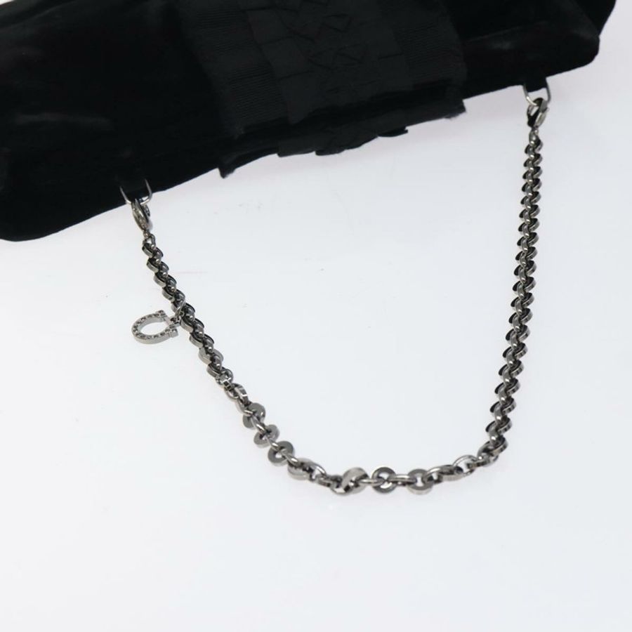 【日本直送】Salvatore Ferragamo 鏈條手提包 絲絨 黑色 銀色 正品 117469-6