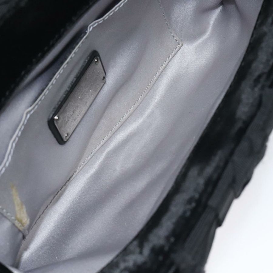【日本直送】Salvatore Ferragamo 鏈條手提包 絲絨 黑色 銀色 正品 117469-9