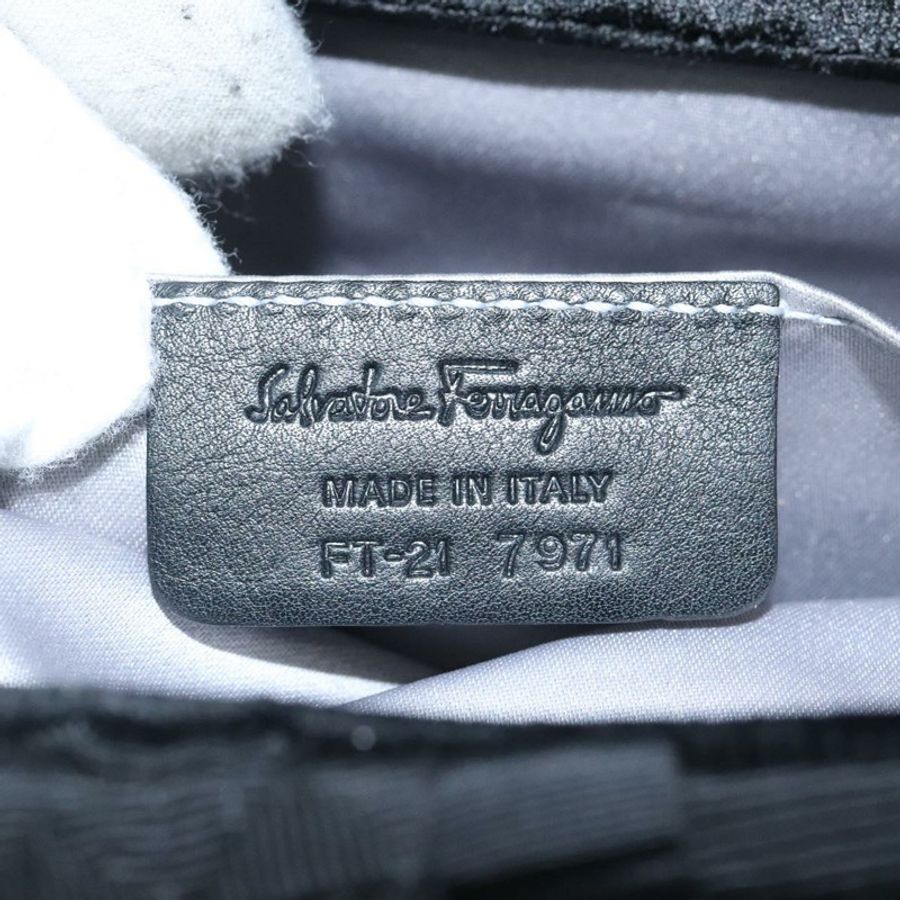 【日本直送】Salvatore Ferragamo 鏈條手提包 絲絨 黑色 銀色 正品 117469-11