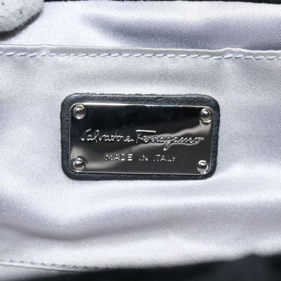 【日本直送】Salvatore Ferragamo 鏈條手提包 絲絨 黑色 銀色 正品 117469-16