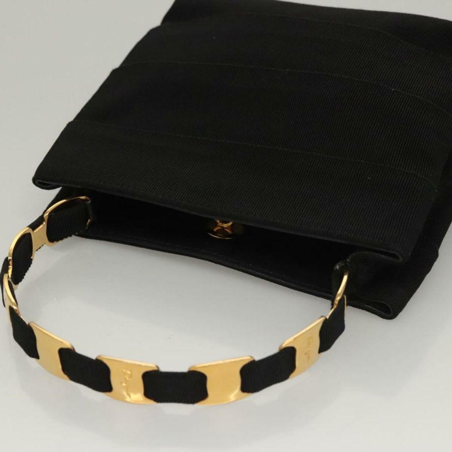 【日本直送】Salvatore Ferragamo Vala 手提包 帆布 黑色 正品 117491-5