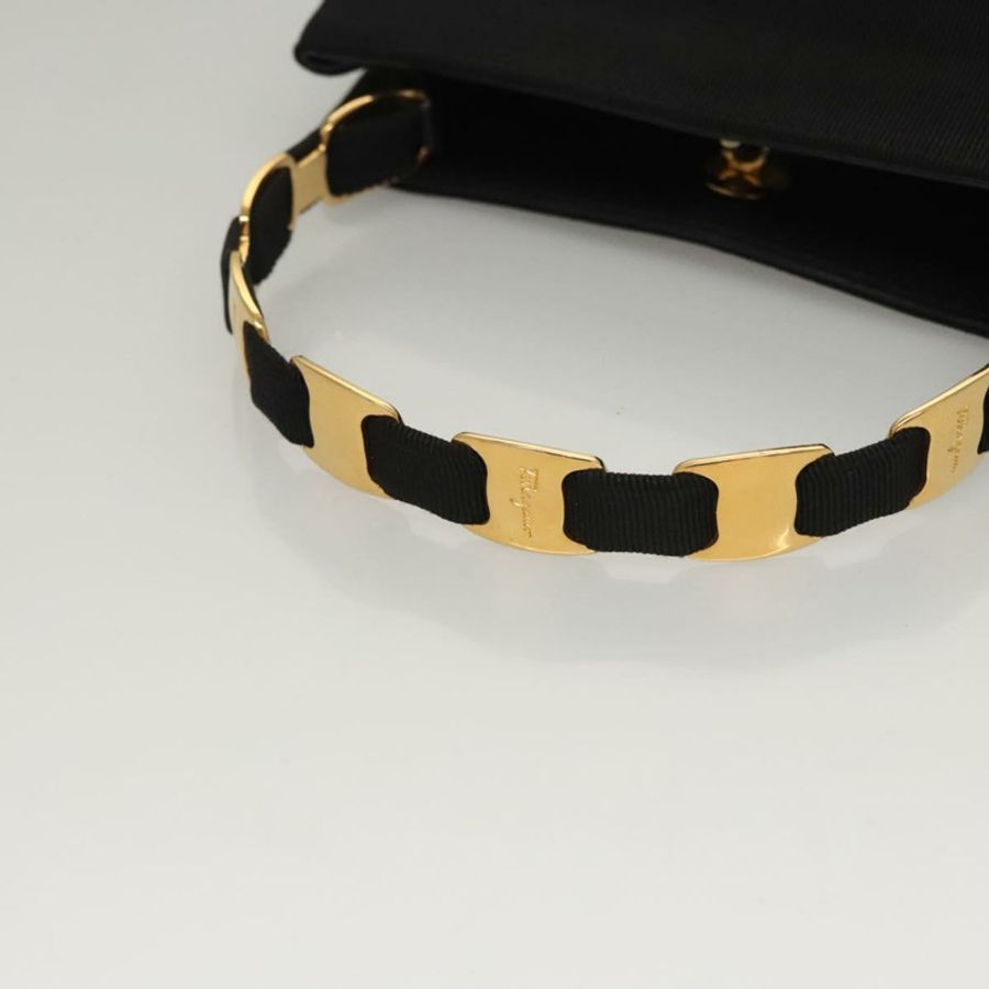 【日本直送】Salvatore Ferragamo Vala 手提包 帆布 黑色 正品 117491-6