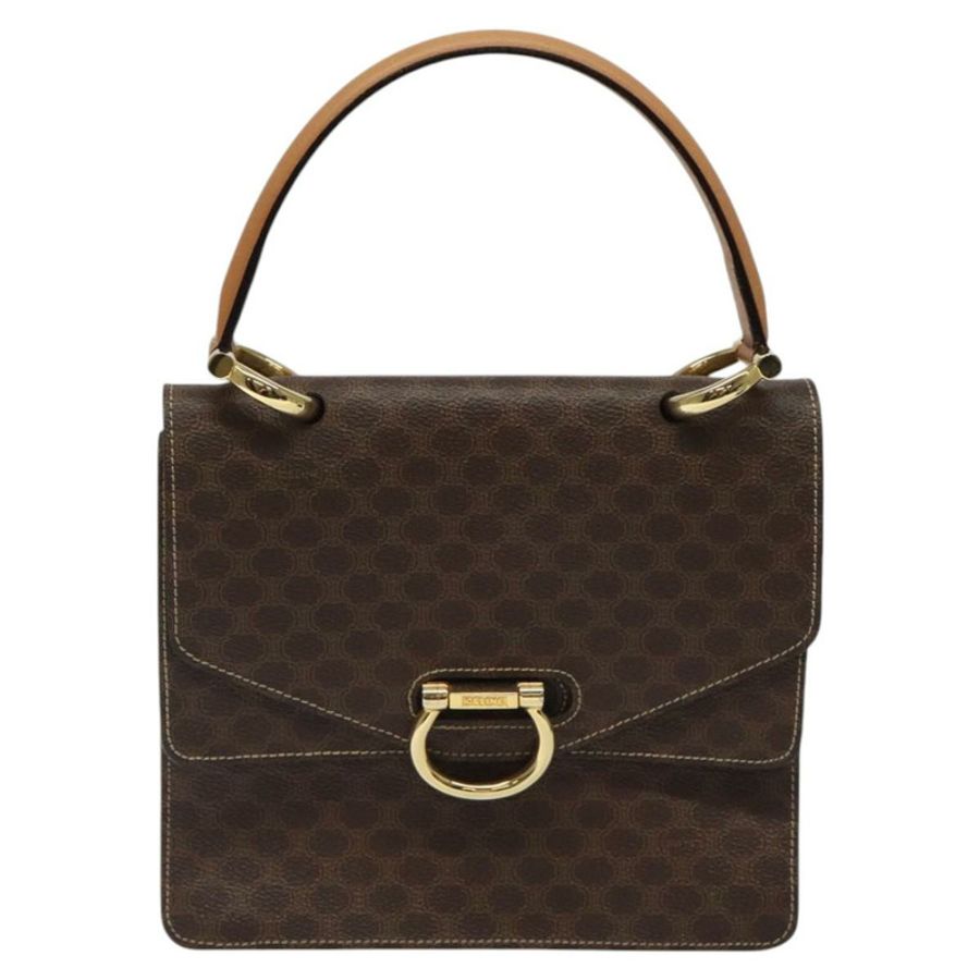 【日本直送】CELINE Macadam帆布手提包 PVC皮革 棕色 金色 正品 yk17887-12
