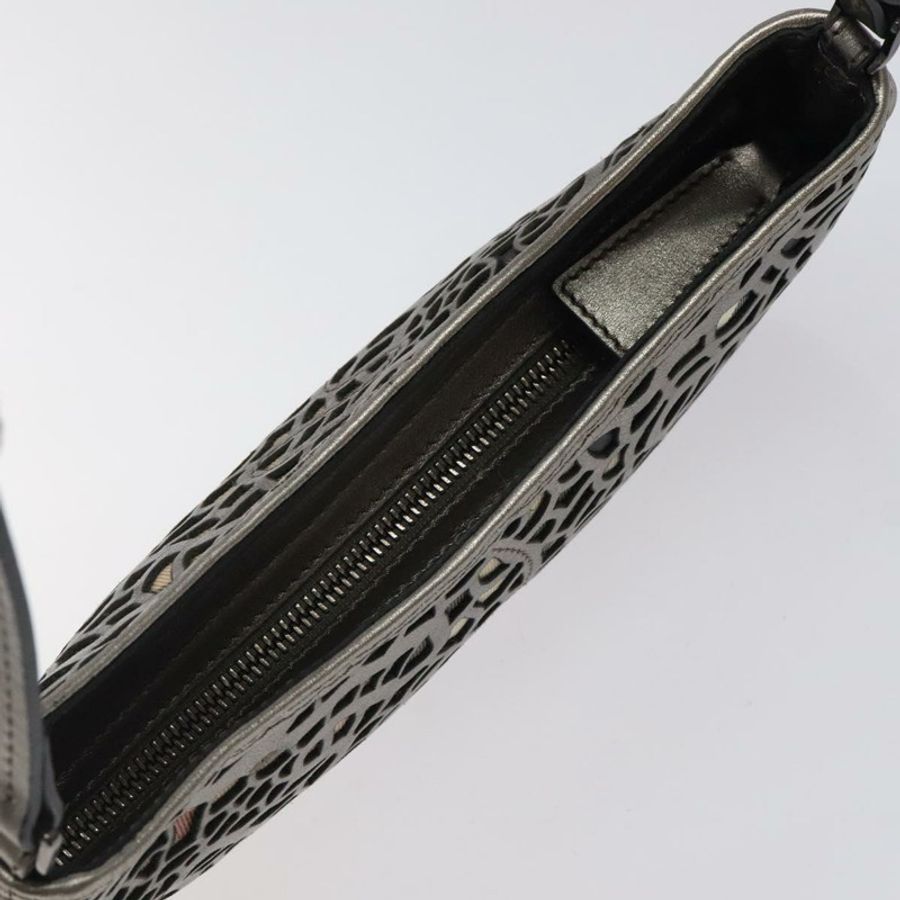 【日本直送】BURBERRY Nova Check 皮革銀色配件包 Auth 118011-5