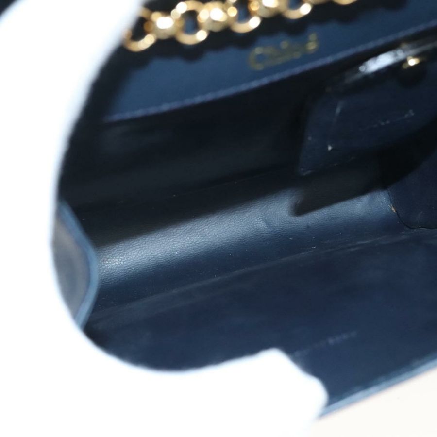 【日本直送】Chloe 鏈條單肩包 皮革 海軍藍 金色 正品 117976-11