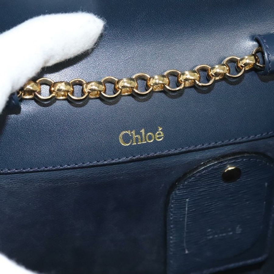 【日本直送】Chloe 鏈條單肩包 皮革 海軍藍 金色 正品 117976-17