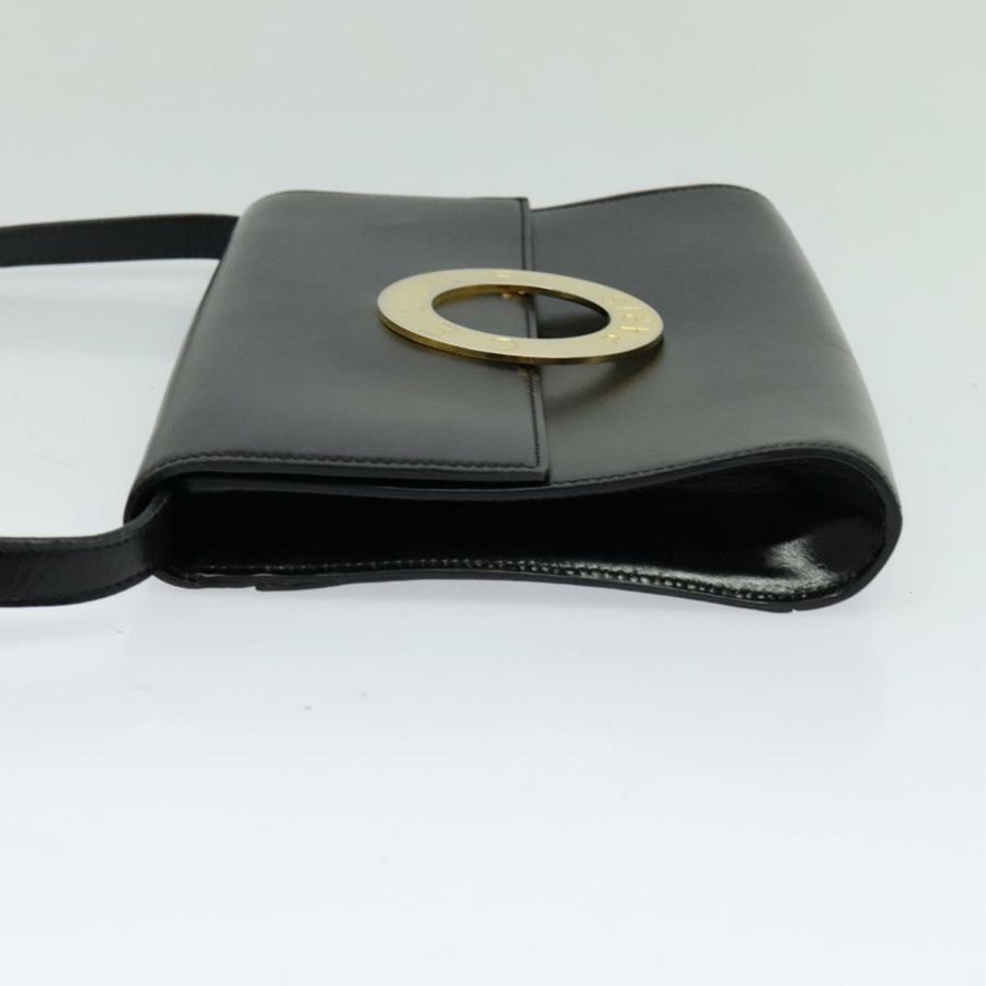 【日本直送】CELINE 圓背包,黑色皮革,金色,正品 118035-2