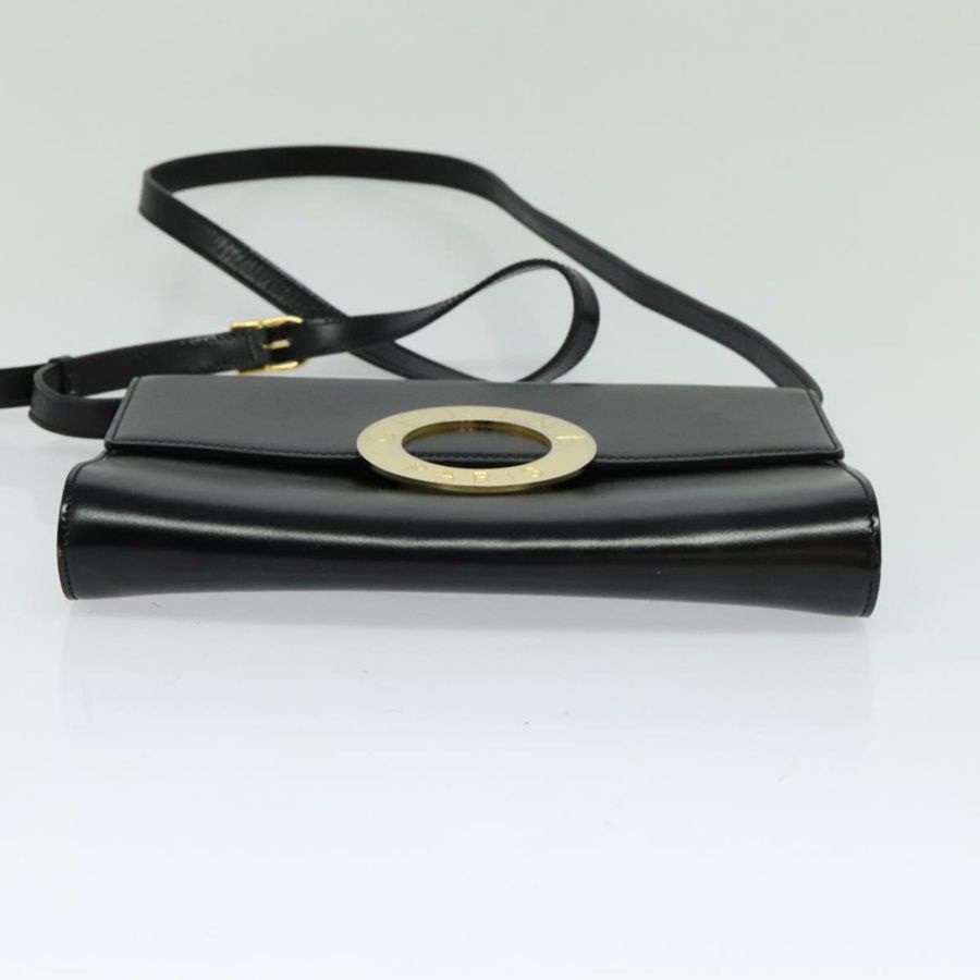 【日本直送】CELINE 圓背包,黑色皮革,金色,正品 118035-4