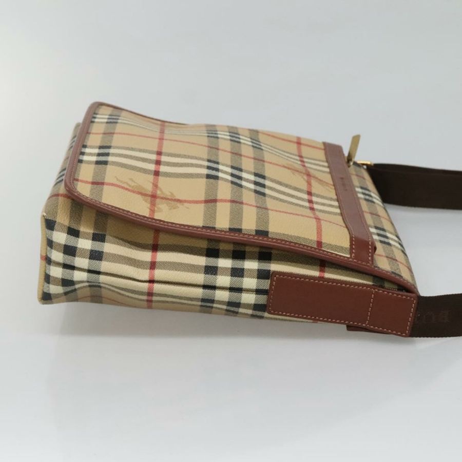 【日本直送】BURBERRY Nova 格紋肩背包 PVC 皮革 米色 正品 116339-2