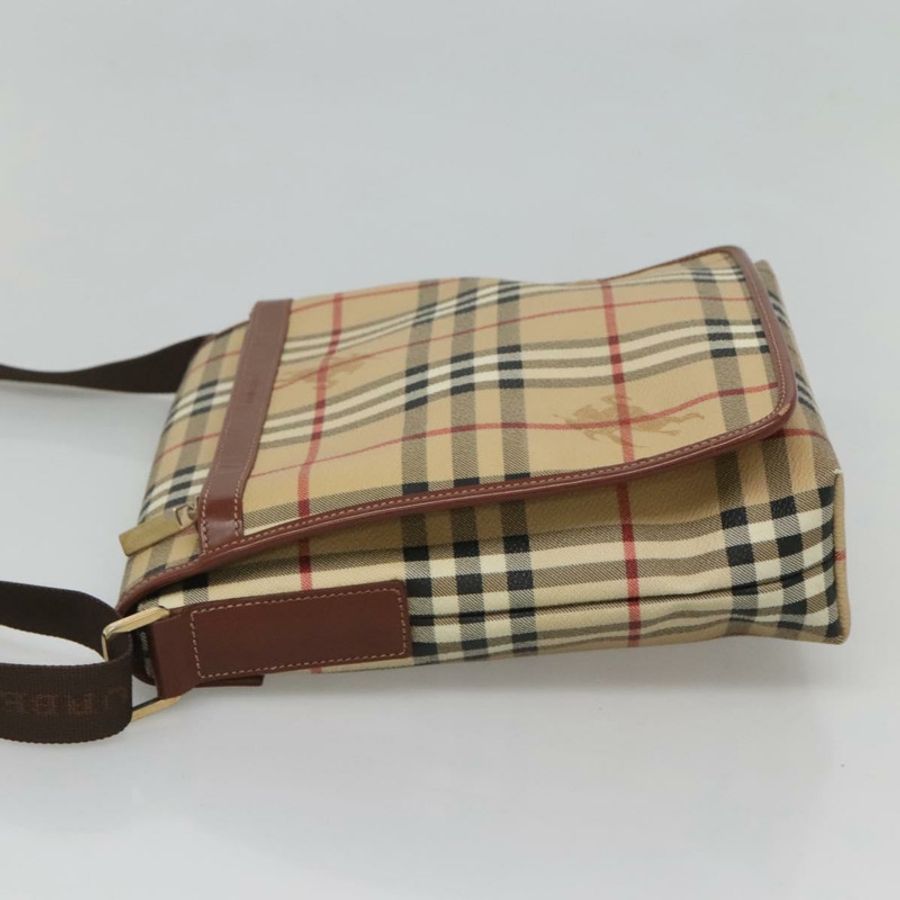 【日本直送】BURBERRY Nova 格紋肩背包 PVC 皮革 米色 正品 116339-3