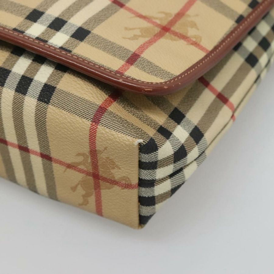 【日本直送】BURBERRY Nova 格紋肩背包 PVC 皮革 米色 正品 116339-8