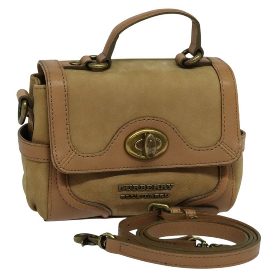【日本直送】BURBERRY 藍標手提包 麂皮 兩用 米色 正品 116361-0