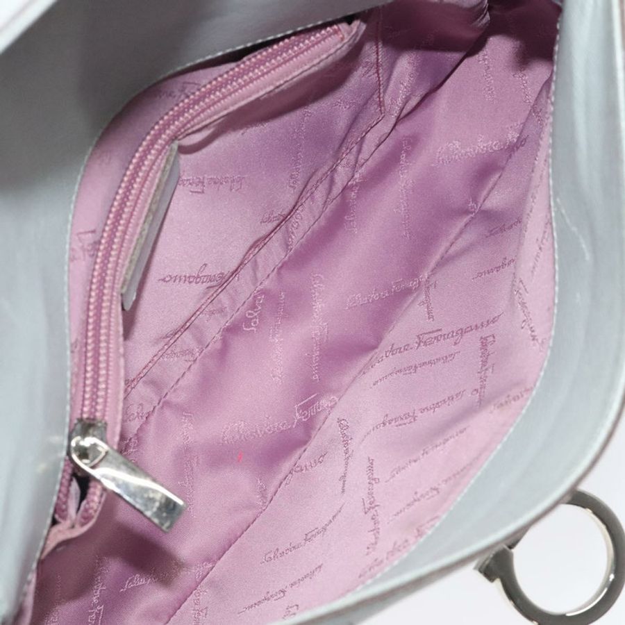 【日本直送】Salvatore Ferragamo Gancini 單肩包 皮革 淺藍色 銀色 正品 116561-10