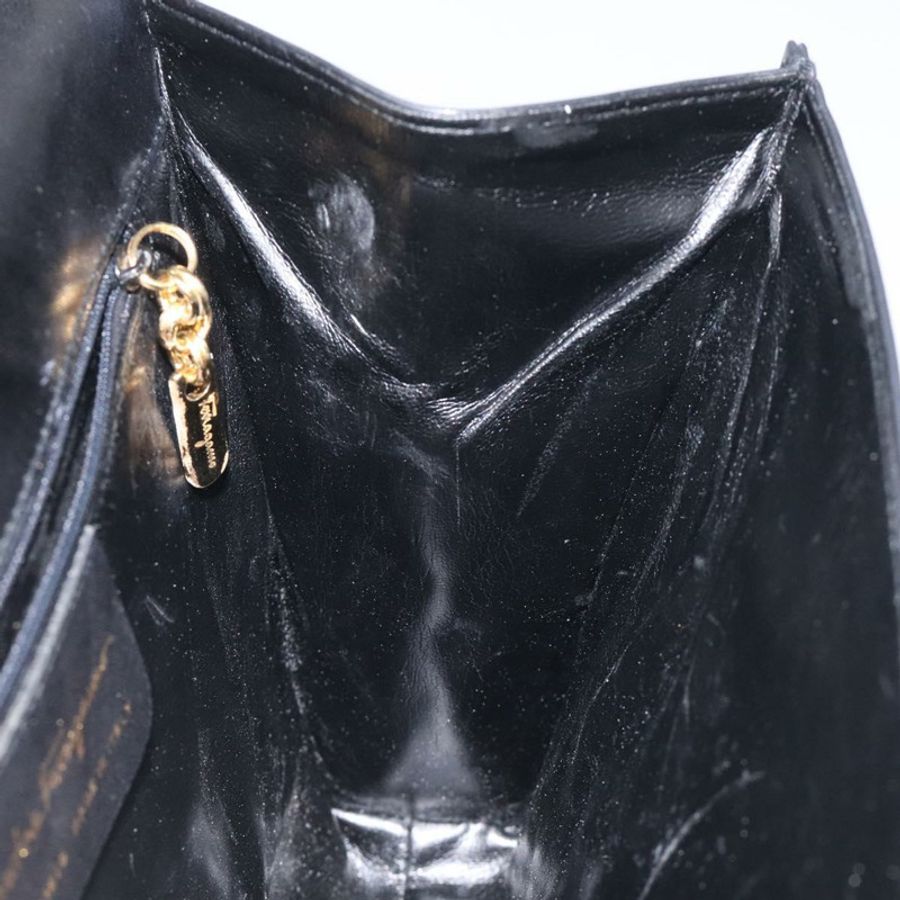 【日本直送】Salvatore Ferragamo 黑色金色皮革肩背包 正品 BA1085-17