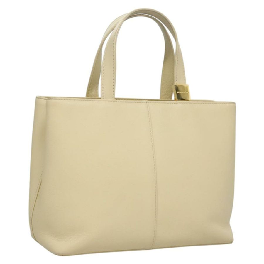 【日本直送】BURBERRY 手提包 皮革 米色 金色 正品 BA1065-0