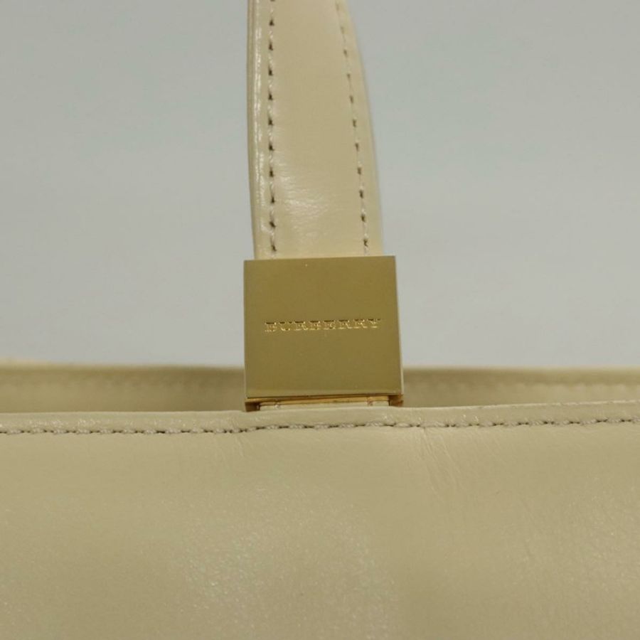 【日本直送】BURBERRY 手提包 皮革 米色 金色 正品 BA1065-9