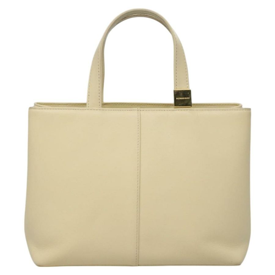 【日本直送】BURBERRY 手提包 皮革 米色 金色 正品 BA1065-12