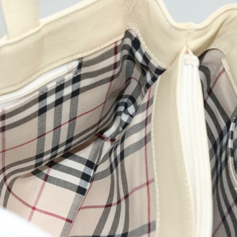 【日本直送】BURBERRY 手提包 皮革 米色 金色 正品 BA1065-16