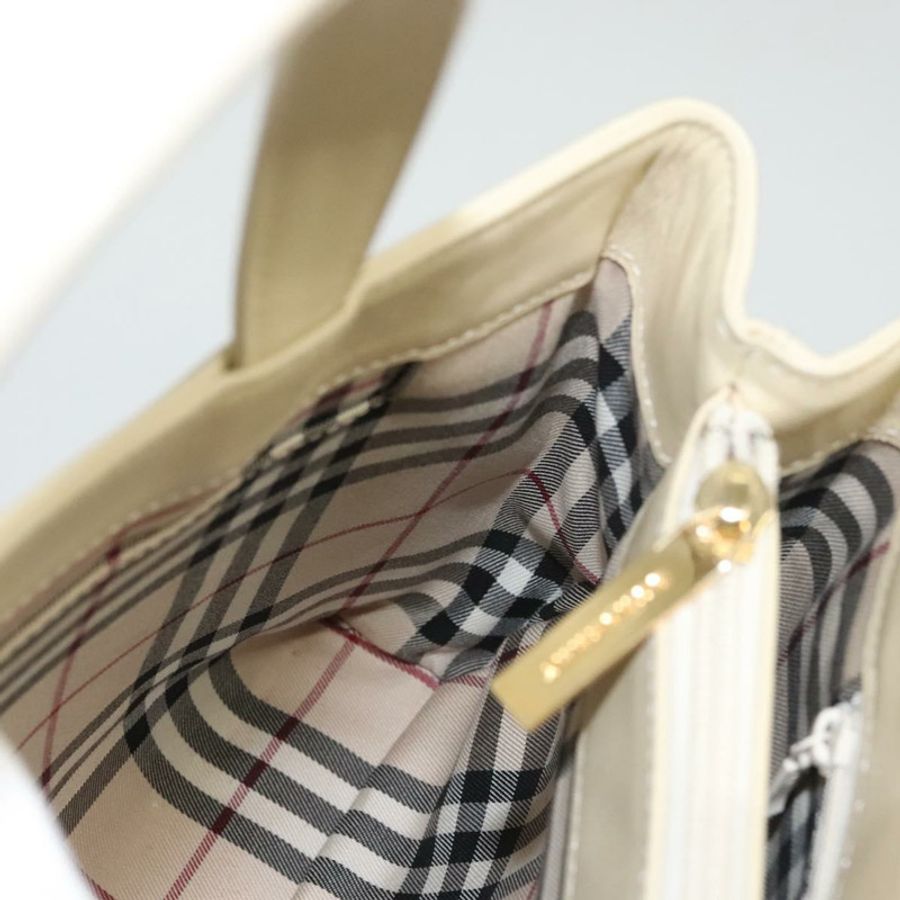 【日本直送】BURBERRY 手提包 皮革 米色 金色 正品 BA1065-19