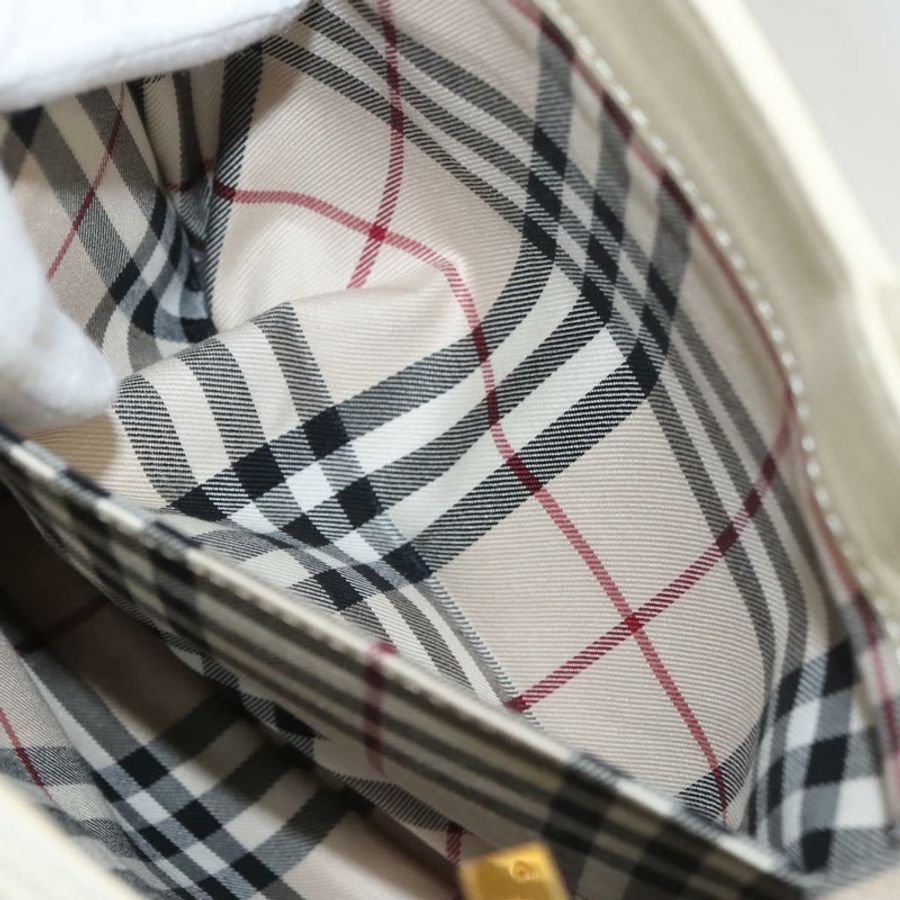 【日本直送】BURBERRY 手提包 皮革 米色 金色 正品 BA1065-21