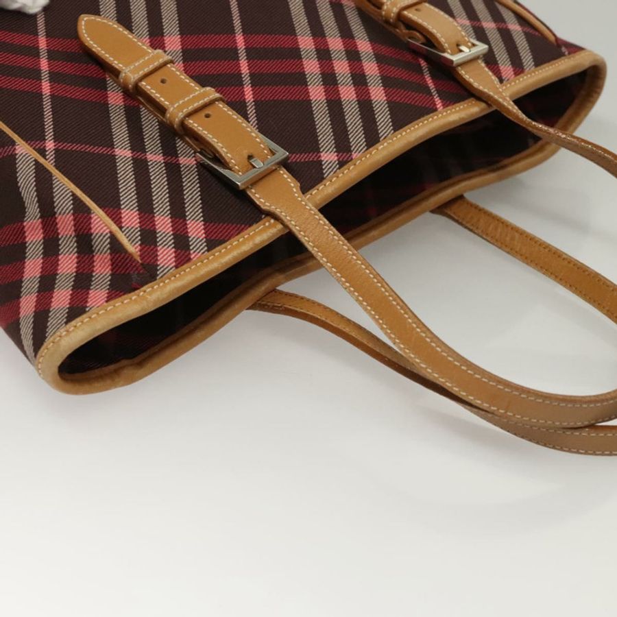 【日本直送】BURBERRY Nova Check Blue Label 托特包 帆布 粉紅色 銀色 正品 118227-5