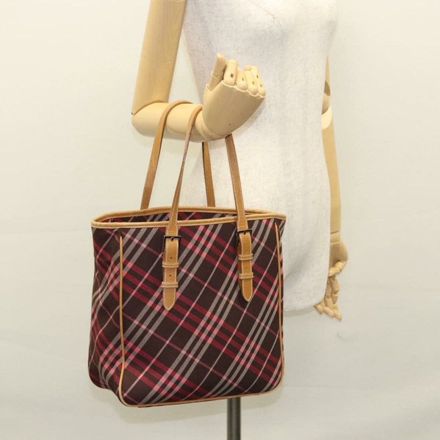 【日本直送】BURBERRY Nova Check Blue Label 托特包 帆布 粉紅色 銀色 正品 118227-20