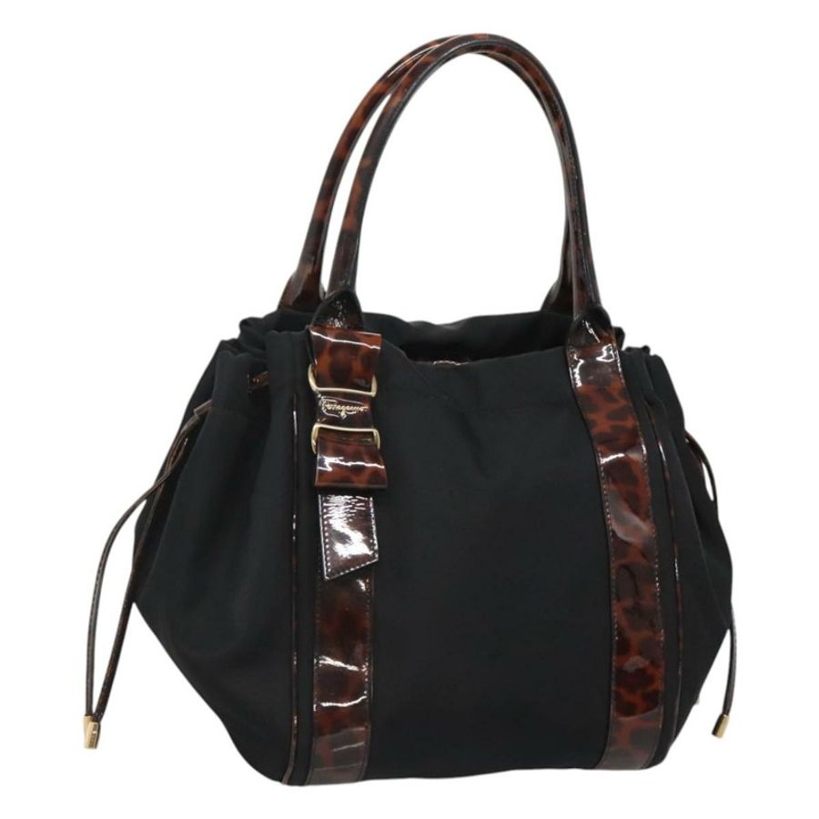 【日本直送】Salvatore Ferragamo 肩背包 尼龍 黑色 金色 正品 118189-0