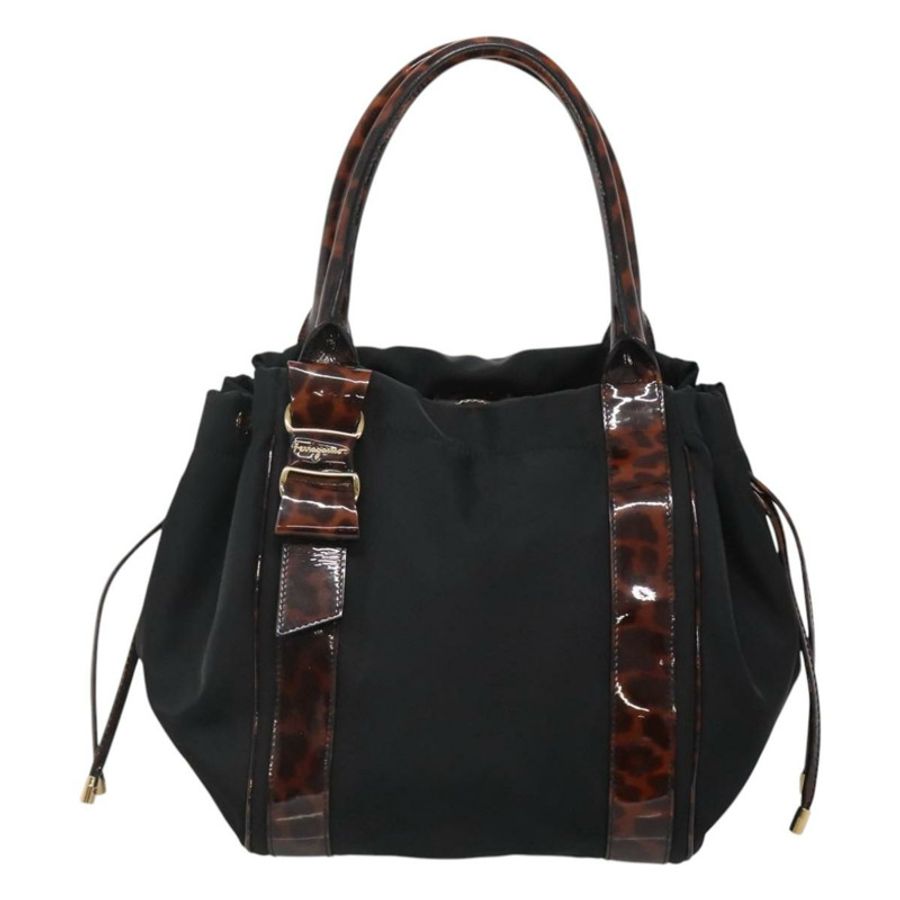 【日本直送】Salvatore Ferragamo 肩背包 尼龍 黑色 金色 正品 118189-12