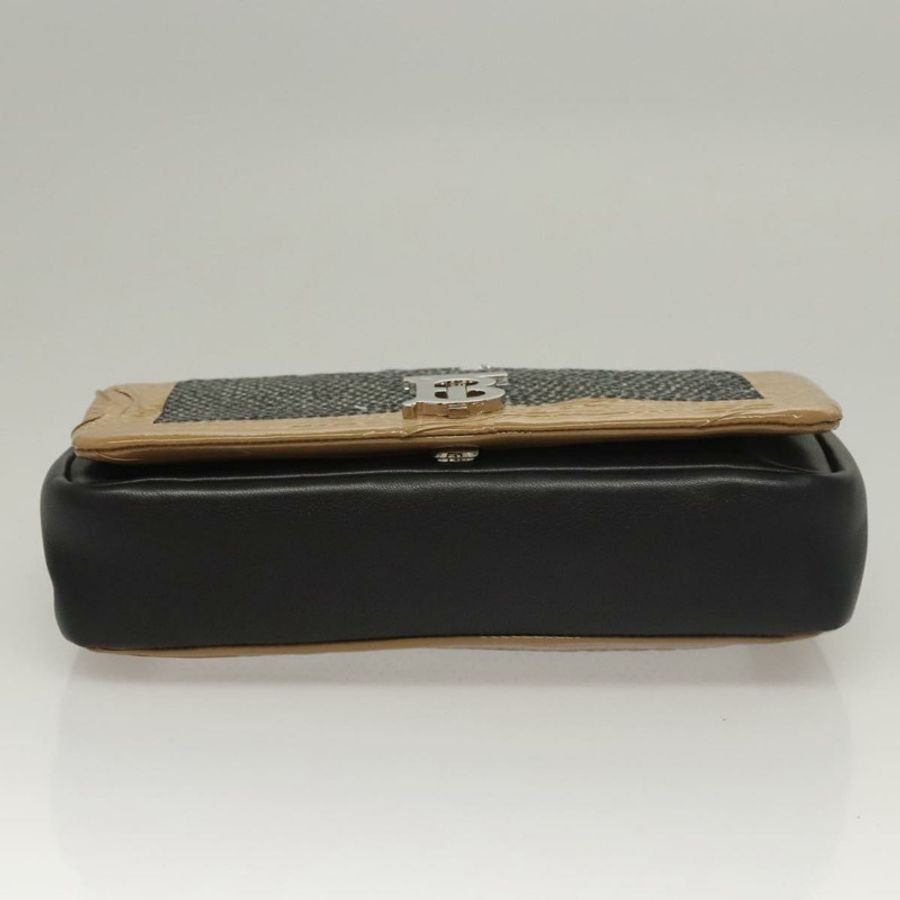 【日本直送】BURBERRY 亮片鏈條單肩包 皮革 銀色 正品 BA1535-4