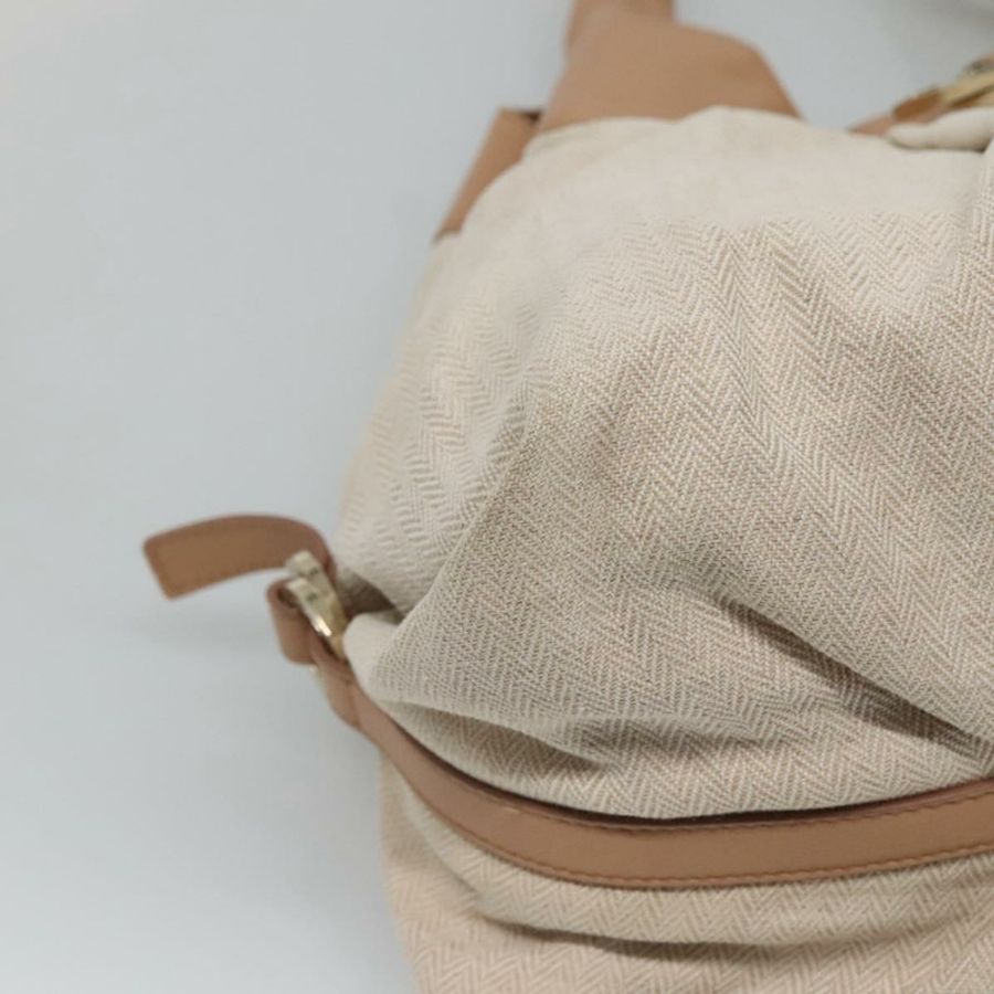 【日本直送】寶格麗 Chandra 手提包 帆布 米色 正品 BA1524-13